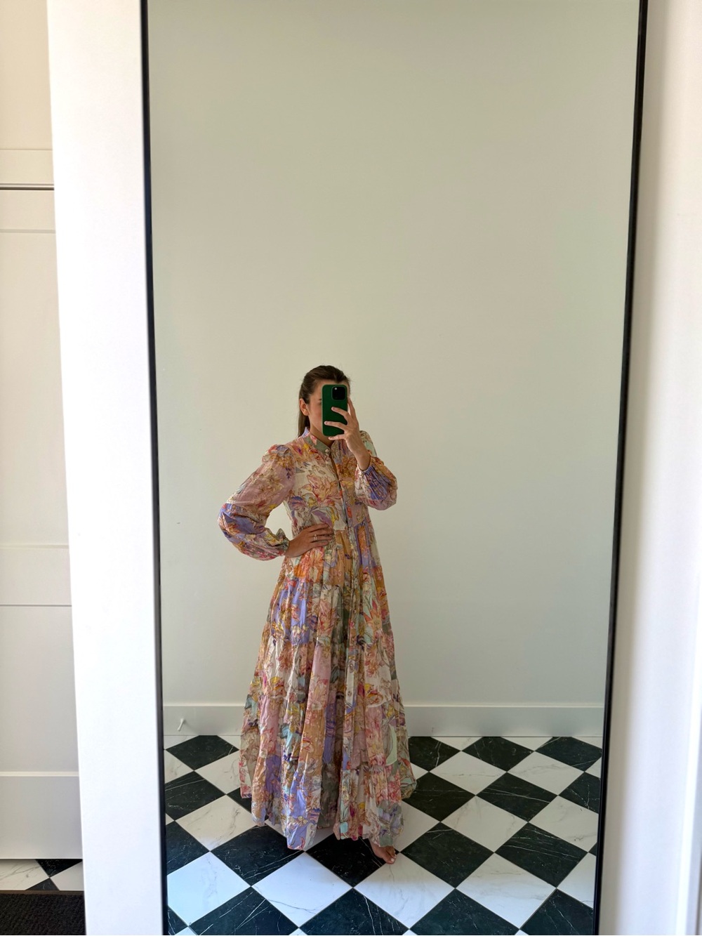 Zimmermann Cira Tiered Shirt Dress Patch Multi Floral Size 0 - Picture 3 of 9